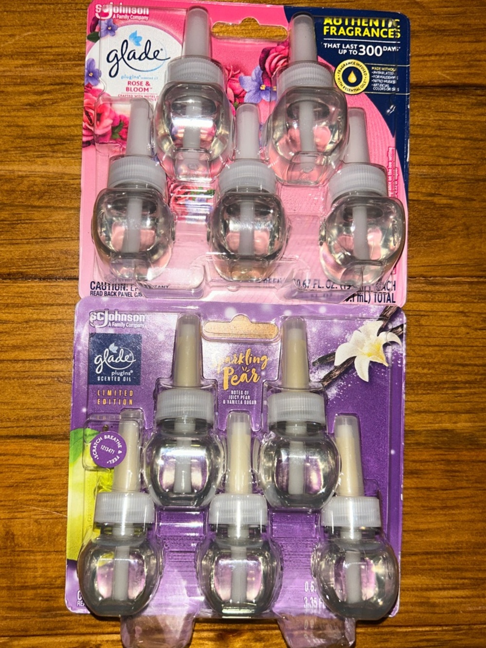 NEW- Glade PlugIns (Rose & Bloom/Sparkling Pear) 5 Pack Refills Air Freshener